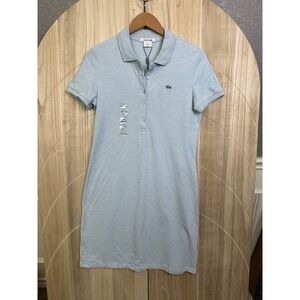 Lacoste Womens Light Blue Stretch Cotton Pique Polo Mini Dress Size 8 40